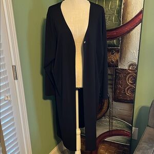 Elegant Black Women's Full Length Cardigan, Size 2X